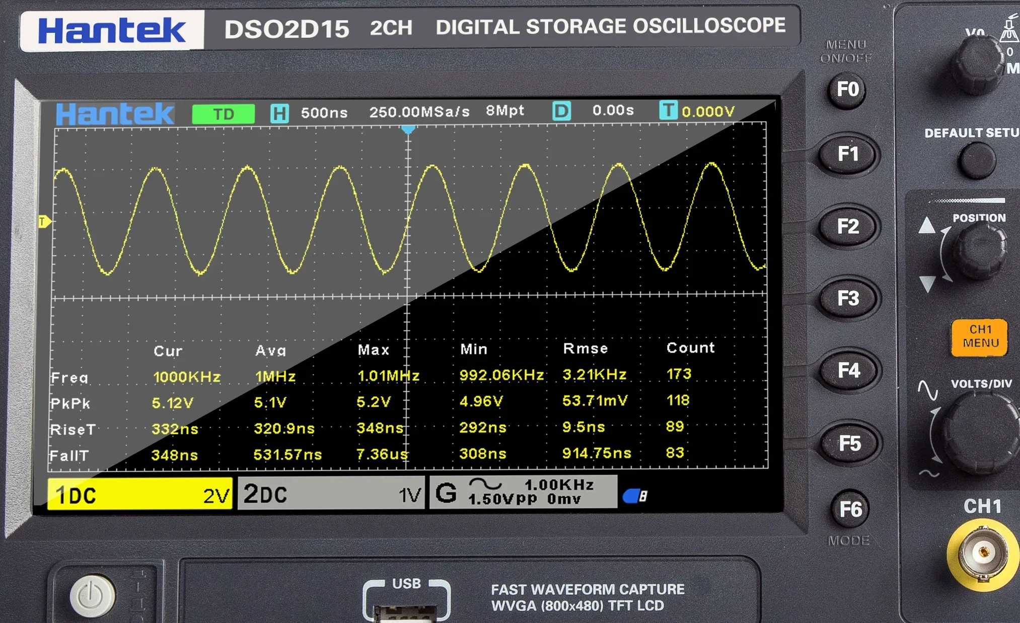 Digital Storage Oscilloscope 100Mhz - Hantek Signalgenerierendes Oszilloskop DSO2C10 2C15 2D10